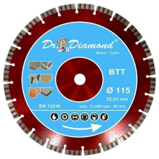 Diamanttrennscheibe Beton Diamantscheibe115 mm Variation 115 mm  Red Racer Laser