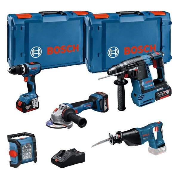 Combo Kit 18V-Set mit 5 Werkzeugen: GSB + GBH + GWS + GSA + GLI + 3 x Akku