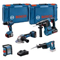 Combo Kit 18V-Set mit 5 Werkzeugen: GSB + GBH + GWS + GSA + GLI + 3 x Akku
