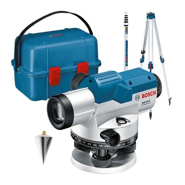 GOL 26 G optical leveling device, with BT160 construction tripod, GR 500 measuring rod