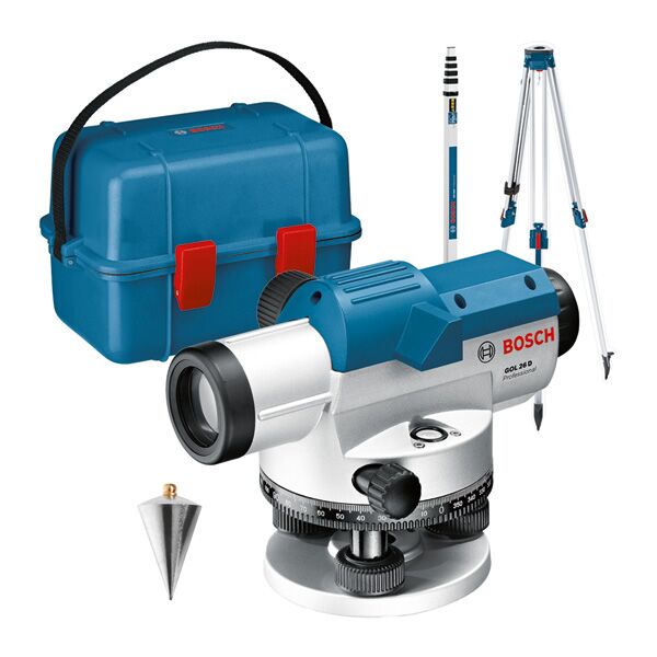 GOL 26 D optical leveling device, with BT160 construction tripod, GR 500 measuring rod