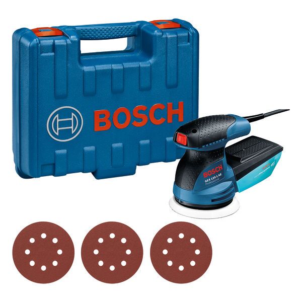 GEX 125-1 AE random orbital sander, with 3 x C470 sanding sheets, in a craftsmans case