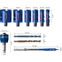 EXPERT Construction Material Hole Saw Set 20/25/32/38/51/64 mm, 10 pcs.
