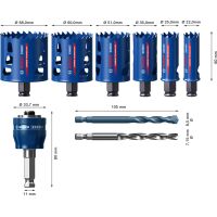 EXPERT Tough Material Lochsäge-Set, 22/25/35/51/60/68 mm, 9-tlg.