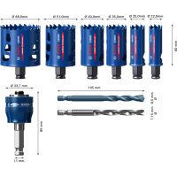EXPERT Tough Material Lochsäge-Set, 22/25/35/40/51/68 mm, 9-tlg.