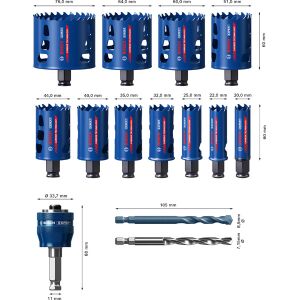 EXPERT Tough Material Lochsäge-Set, 20/22/25/32/35/40/44/51/60/64/76 mm, 14-tlg.