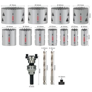 PRO Multi-Material Hole Saw Q-Lock Clip-On Holder Set, 15 pcs.