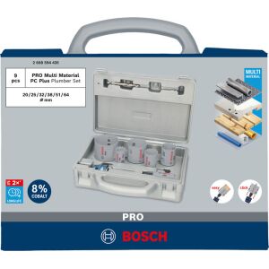PRO Multi Material PC Plus Hole Saw Set, 20, 25, 64 mm, 9 pcs.