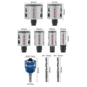 PRO Multi Material PC Plus Lochsägen-Set, 20, 29, 64 mm, 9-tlg.