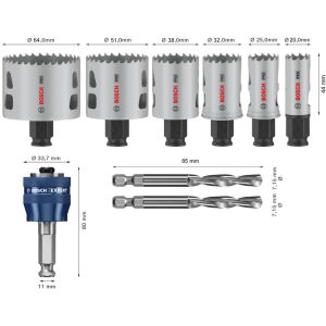 PRO Multi Material PC Plus Hole Saw Set, 20-38, 64 mm, 9 pcs.