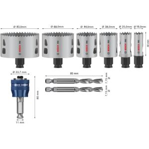 PRO Multi Material PC Plus Hole Saw Set, 19–83 mm, 9 pcs.
