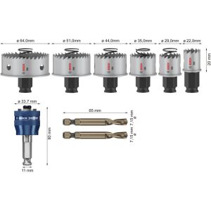 PRO Sheet Metal PC Plus Lochsäge-Set, 20, 29, 64 mm, 8-tlg.
