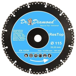 Diamond cutting disc universal rescue top Ø 180 mm / 22,23 mm