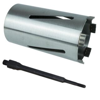 Diamantbohrkrone Laser Turbo - Ø 112 mm / SDS Plus lang (200 mm) inkl. 1x Austreibkeil / mit Zentrierbohrer